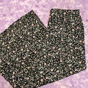 SHEIN Black Floral Print Wide Leg Pants